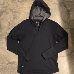 Men's BYLT Black Hooded Long Sleeve Shirt